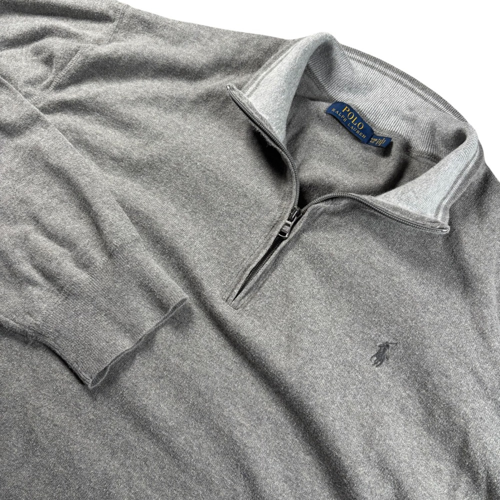 Polo Ralph Lauren 1/4 Zip Mens HTF Sz 4XB Heather Gray Sweater Preppy Old Money